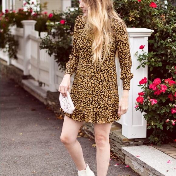 Who What Wear Target 3X Leopard Chiffon Ruffle Dress - Picture 3 of 11